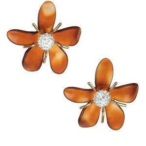 Lele Sadoughi Crystal Lilly Tortoise Earrings